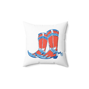 Boots, Red White & Blue, USA Outdoor Throw Pillow