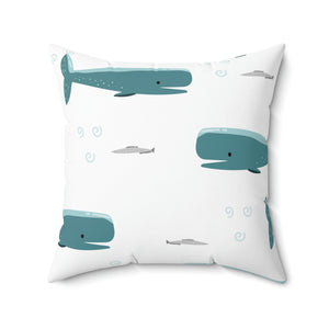 Whale and Fish Outdoor Pillow