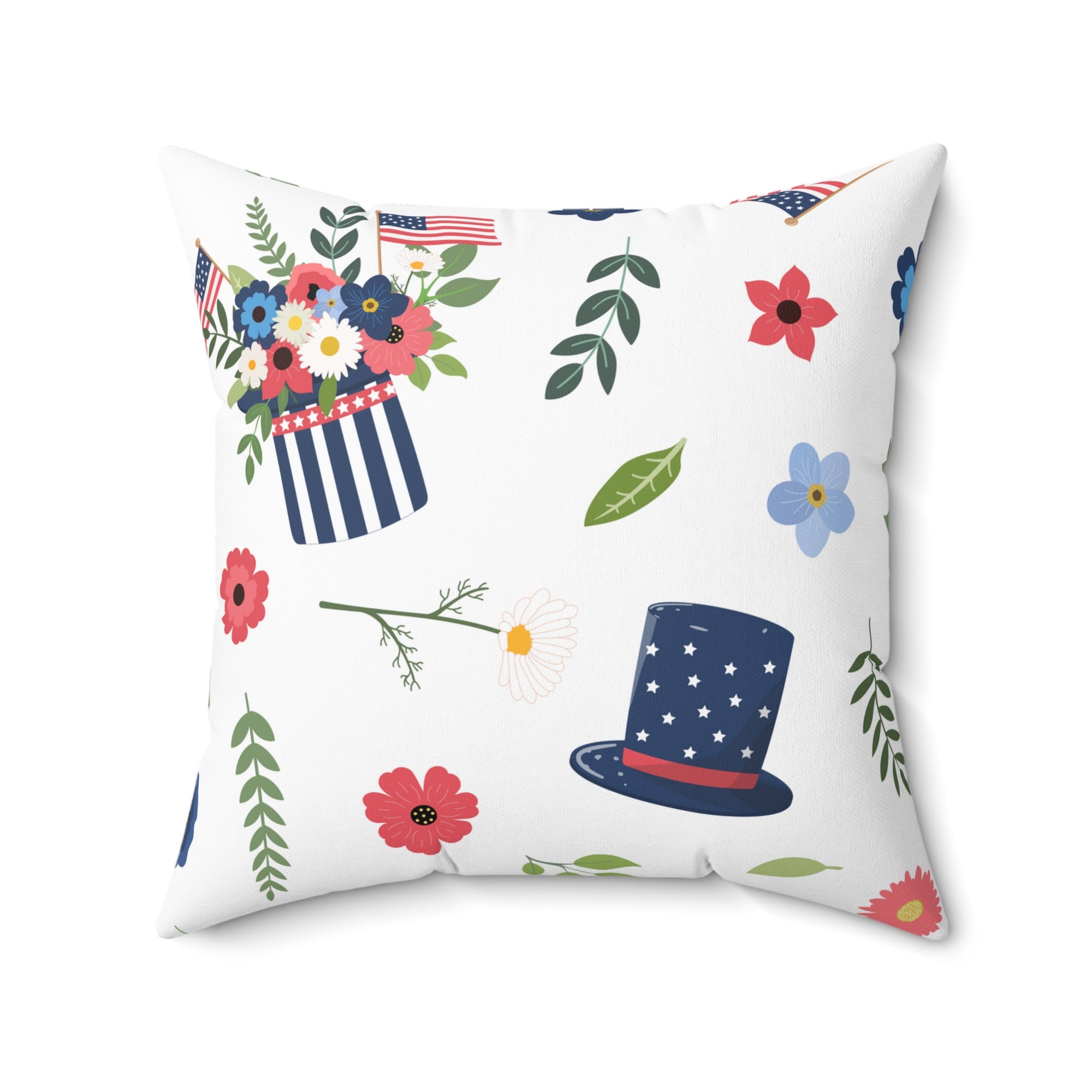 USA Flower Hat Outdoor Throw Pillow