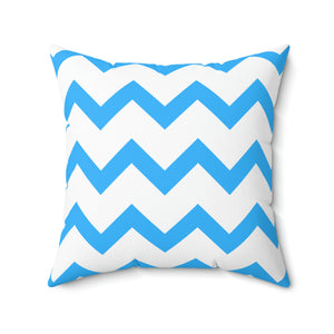 Light Blue Zig Zag Stripe Stripe Outdoor Pillow