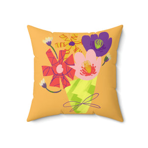 Hand Drawn Orange Flower Outdoor Pillow