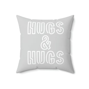 Hugs and Hugs Grey and White Outdoor Pillow