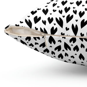 Black and White Pattern Heart Outdoor Pillows