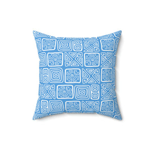 Blue Aztec Outdoor Throw Pillow