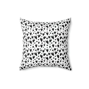 Black and White Pattern Heart Outdoor Pillows