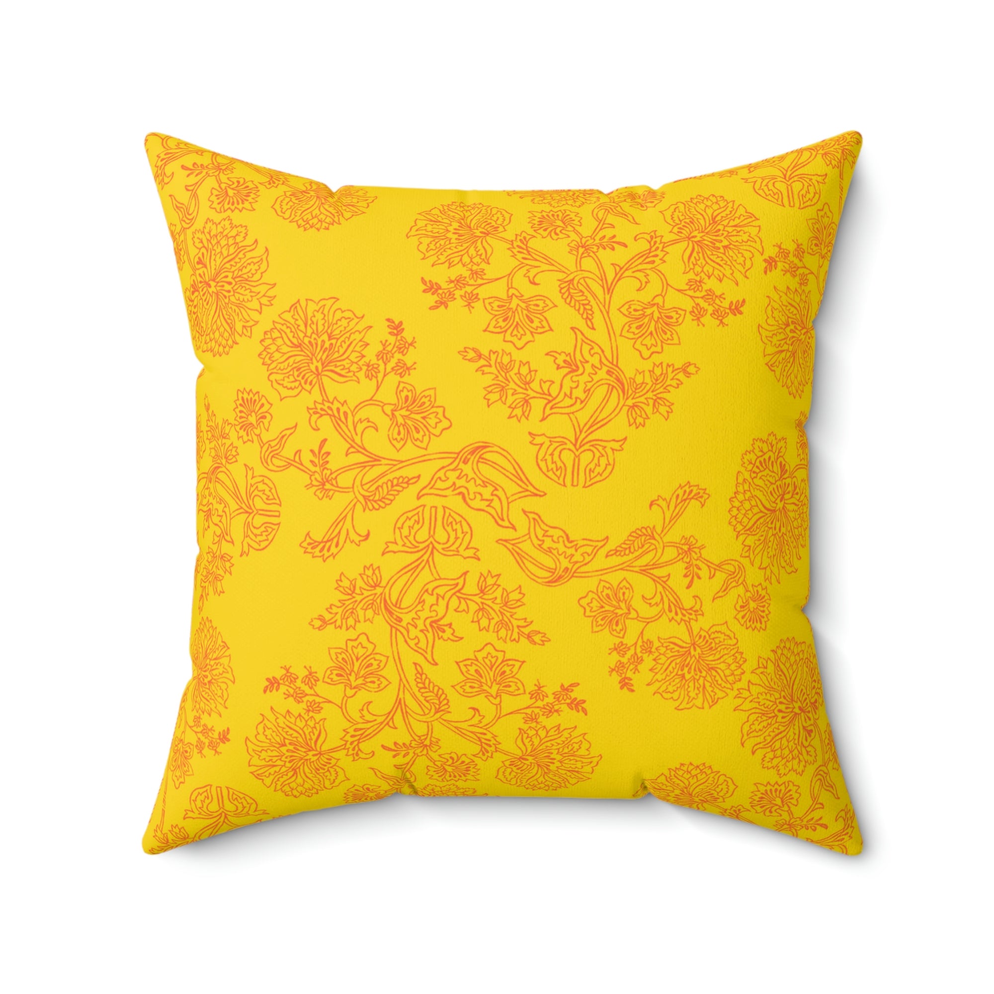 Gold Persian Flower Outdoor Throw Pillow