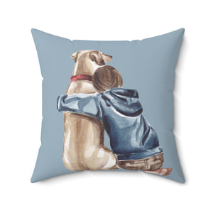 Dog Hug Outdoor Throw Pillow