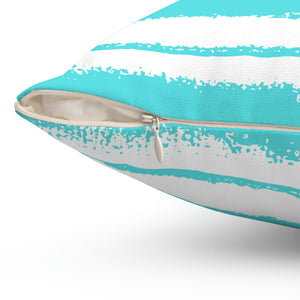 Distressed Aqua Stripe Outdoor Pillow