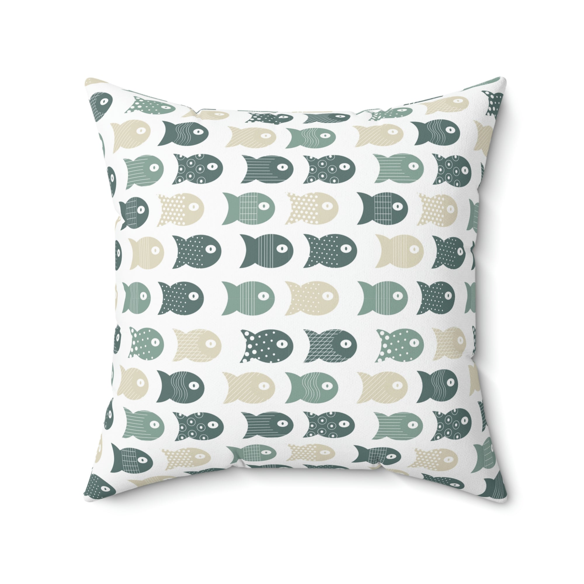 Green Fish Pattern Outdoor Pillow