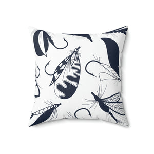 Fishing Lure Navy and White Outdoor Pillow