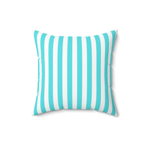 Aqua Blue Stripe Outdoor Pillow