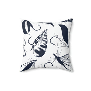 Fishing Lure Navy and White Outdoor Pillow