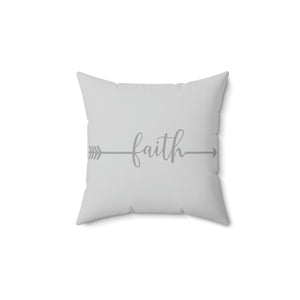 Faith Handwritten Grey Outdoor Pillow