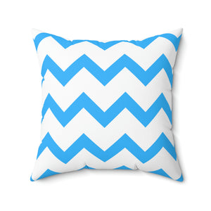 Light Blue Zig Zag Stripe Stripe Outdoor Pillow