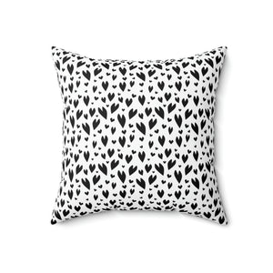 Black and White Pattern Heart Outdoor Pillows