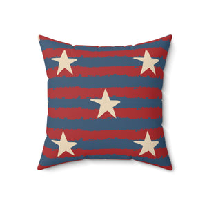 Distressed Stars and Stripes Outdoor Throw Pillow