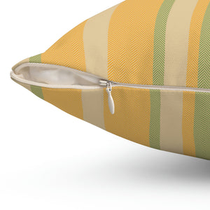 Yellow and Mint Stripe Outdoor Pillow