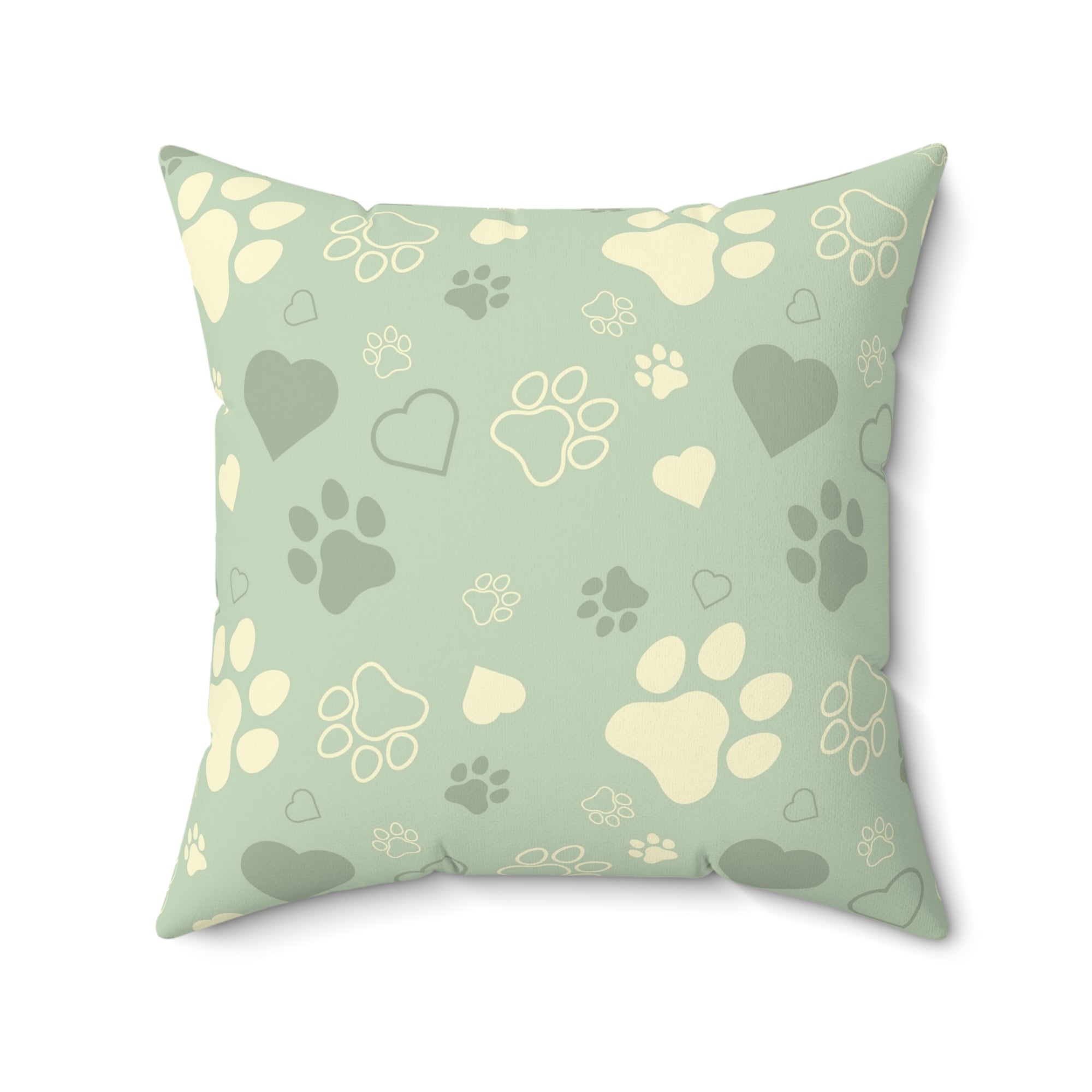 Green Dog Paw Outdoor Throw Pillow