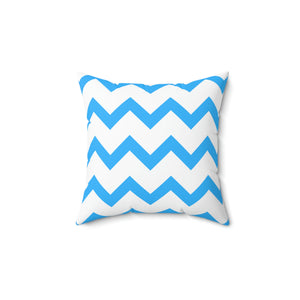 Light Blue Zig Zag Stripe Stripe Outdoor Pillow