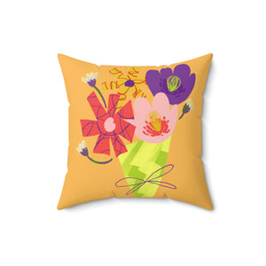 Hand Drawn Orange Flower Outdoor Pillow