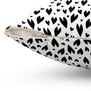 Black and White Pattern Heart Outdoor Pillows