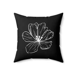 Black Flower Outdoor Throw Pillow