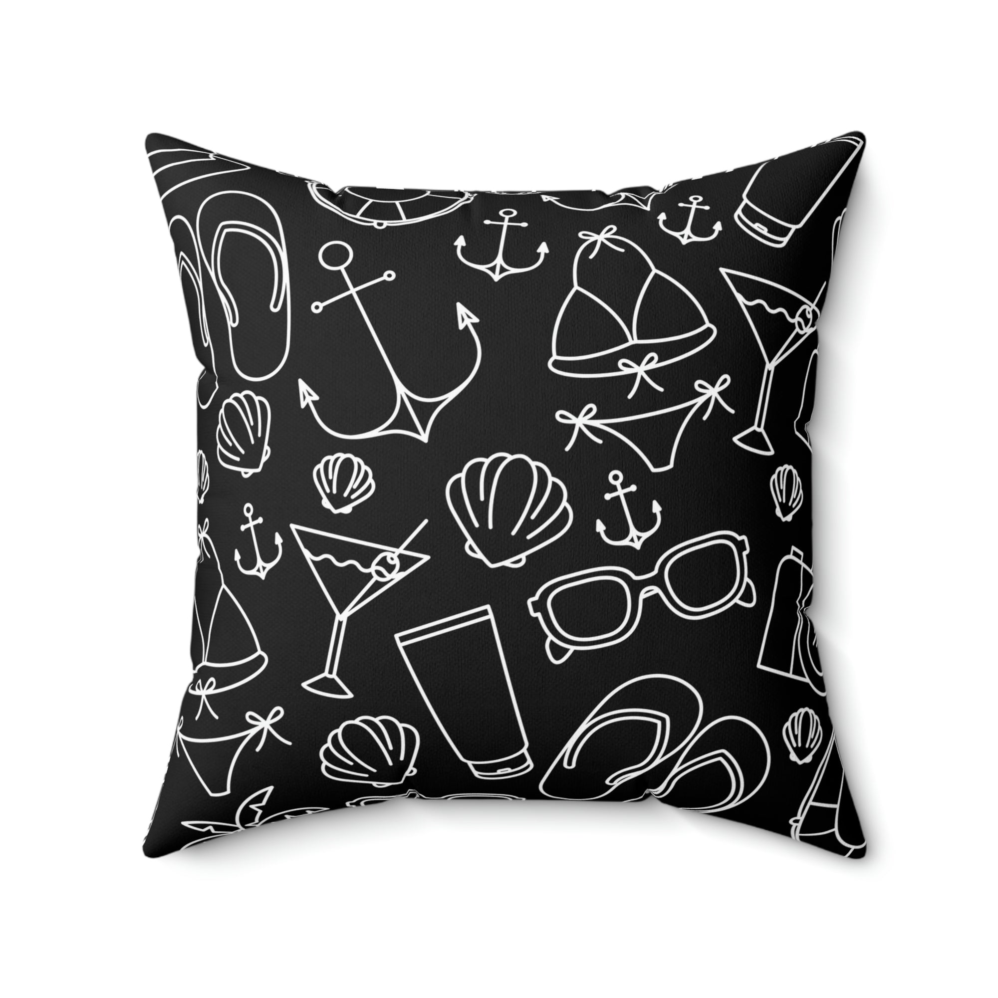 Black Beach Outdoor Throw Pillow