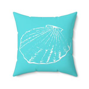 Aqua Beach Shell Outdoor Pillow