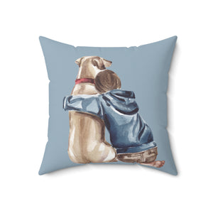 Dog Hug Outdoor Throw Pillow