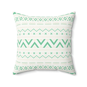 Aztec Green Pattern Outdoor Throw Pillow