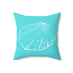 Aqua Beach Shell Outdoor Pillow