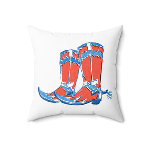 Boots, Red White & Blue, USA Outdoor Throw Pillow