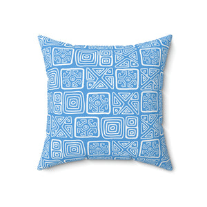 Blue Aztec Outdoor Throw Pillow