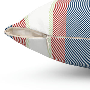 Blue and Red Stripe Outdoor Pillow