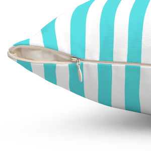 Aqua Blue Stripe Outdoor Pillow