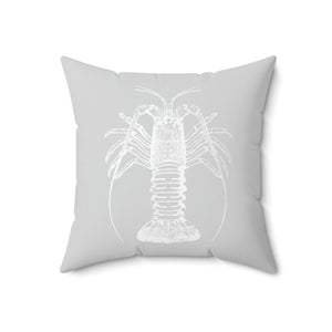 Lobster Grey and White Outdoor Pillow