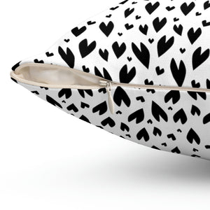 Black and White Pattern Heart Outdoor Pillows