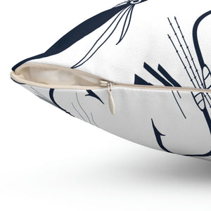 Fishing Lure Navy and White Outdoor Pillow