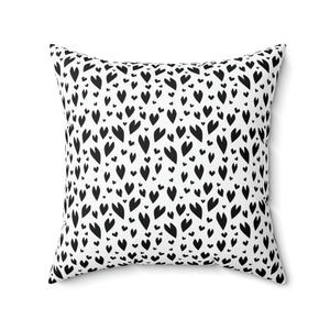 Black and White Pattern Heart Outdoor Pillows