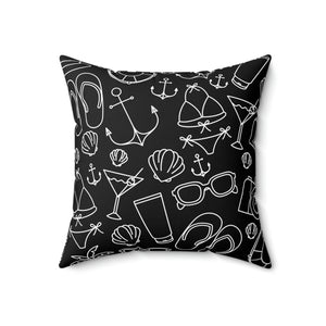 Black Beach Outdoor Throw Pillow