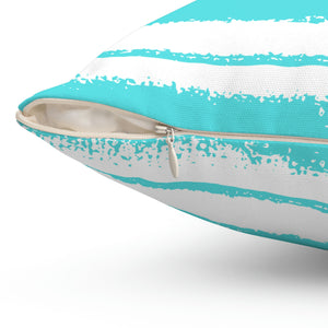 Distressed Aqua Stripe Outdoor Pillow