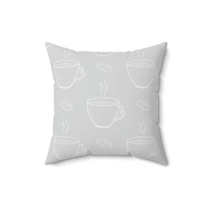 Coffee Grey and White Outdoor Pillow