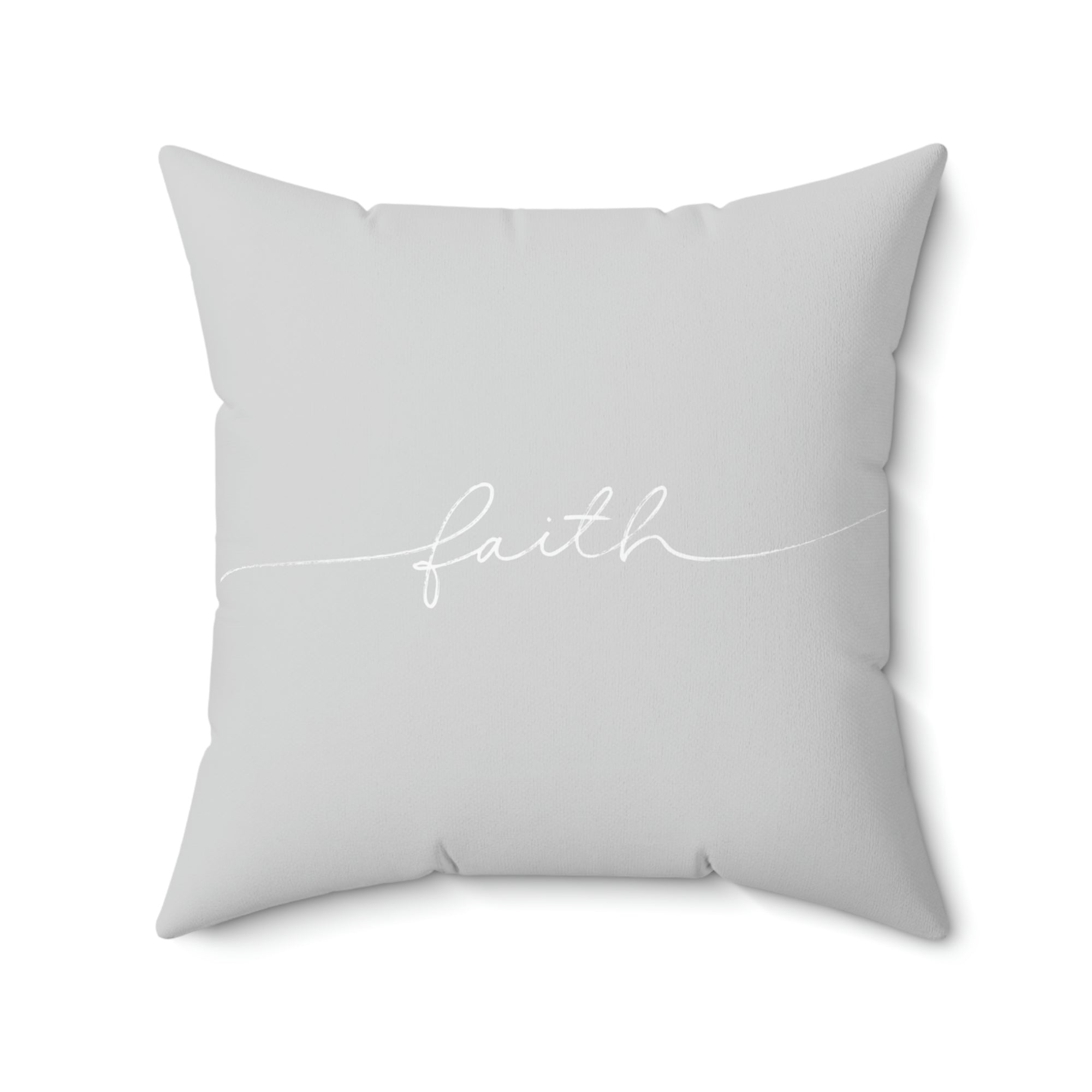 Faith Grey and White Handwritten Outdoor Pillow