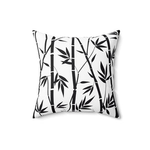 Black and White Bamboo Pattern Outdoor Throw Pillow