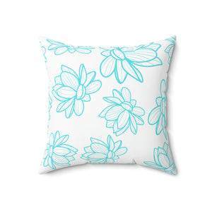 Turquoise Flower Outdoor Pillow