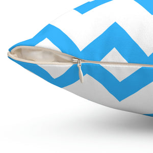 Light Blue Zig Zag Stripe Stripe Outdoor Pillow