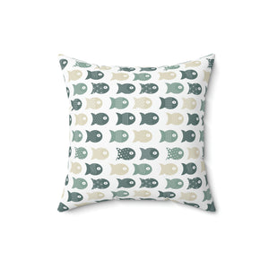 Green Fish Pattern Outdoor Pillow