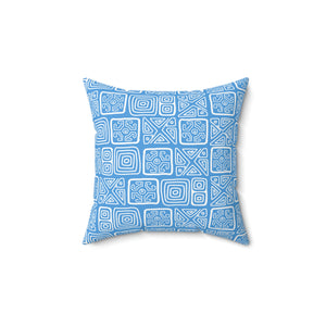 Blue Aztec Outdoor Throw Pillow